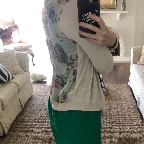 Forever 21 Chiffon and cotton floral cardigan y2k button down sweater sheer - Picture 5 of 8